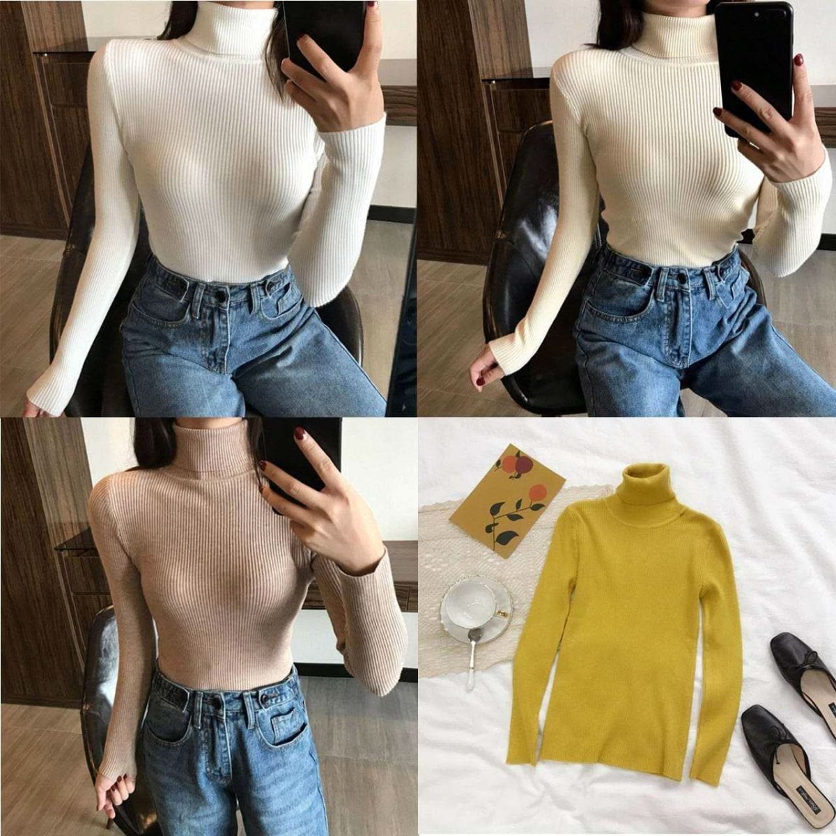 <アッシュブルー1点即納>【カラー展開豊富】【動画あり】タートルネックシンプルコットンリブニット 14色展開 - select store mirror me<アッシュブルー1点即納>【カラー展開豊富】【動画あり】タートルネックシンプルコットンリブニット 14色展開194486476mirror meselect store mirror me194486476ホワイト