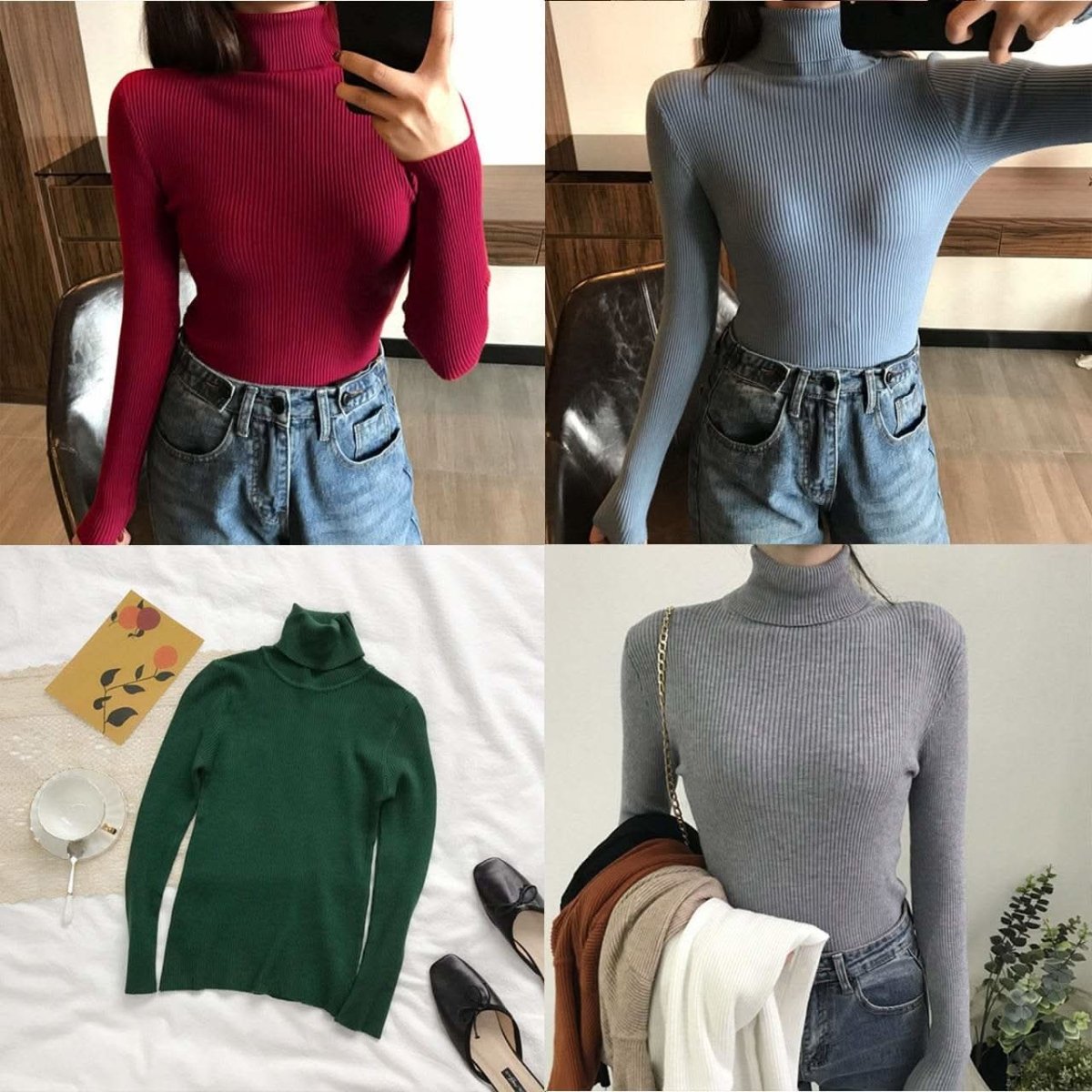 <アッシュブルー1点即納>【カラー展開豊富】【動画あり】タートルネックシンプルコットンリブニット 14色展開 - select store mirror me<アッシュブルー1点即納>【カラー展開豊富】【動画あり】タートルネックシンプルコットンリブニット 14色展開194486476mirror meselect store mirror me194486476ホワイト