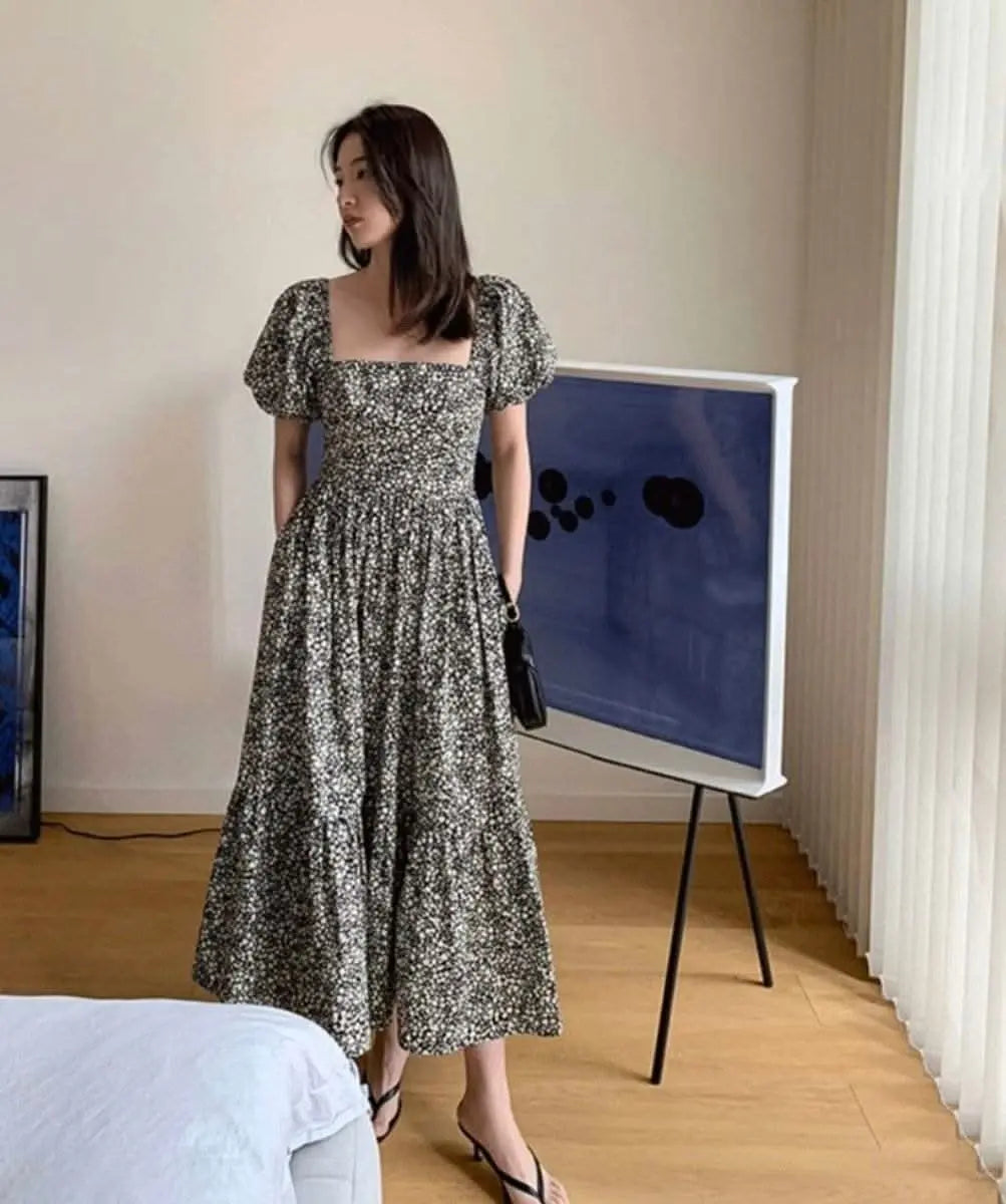 <1点即納あり>〈あみ様ご愛用〉ミクロフラワーワンピース 2タイプ展開 mirror me