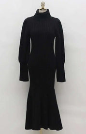 <残り1点!>【動画あり】タートルネックふんわり美シルエットリブワンピース 2色展開 mirror me