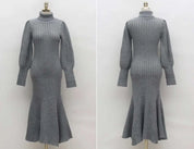 <残り1点!>【動画あり】タートルネックふんわり美シルエットリブワンピース 2色展開 mirror me