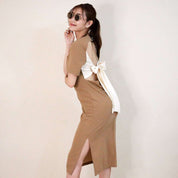 <ベージュ1点即納>【動画あり】オープンバックバイカラーリボンワンピース 2色展開 - select store mirror me<ベージュ1点即納>【動画あり】オープンバックバイカラーリボンワンピース 2色展開194477774mirror meselect store mirror me194477774【即納】ベージュ M