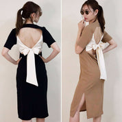 <ベージュ1点即納>【動画あり】オープンバックバイカラーリボンワンピース 2色展開 - select store mirror me<ベージュ1点即納>【動画あり】オープンバックバイカラーリボンワンピース 2色展開194477774mirror meselect store mirror me194477774【即納】ベージュ M