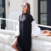 <ブラック1点即納>【動画あり】ニット切り替えランタンスリーブワンピース 2色展開 - select store mirror me<ブラック1点即納>【動画あり】ニット切り替えランタンスリーブワンピース 2色展開194489742mirror meselect store mirror me194489742オフホワイト