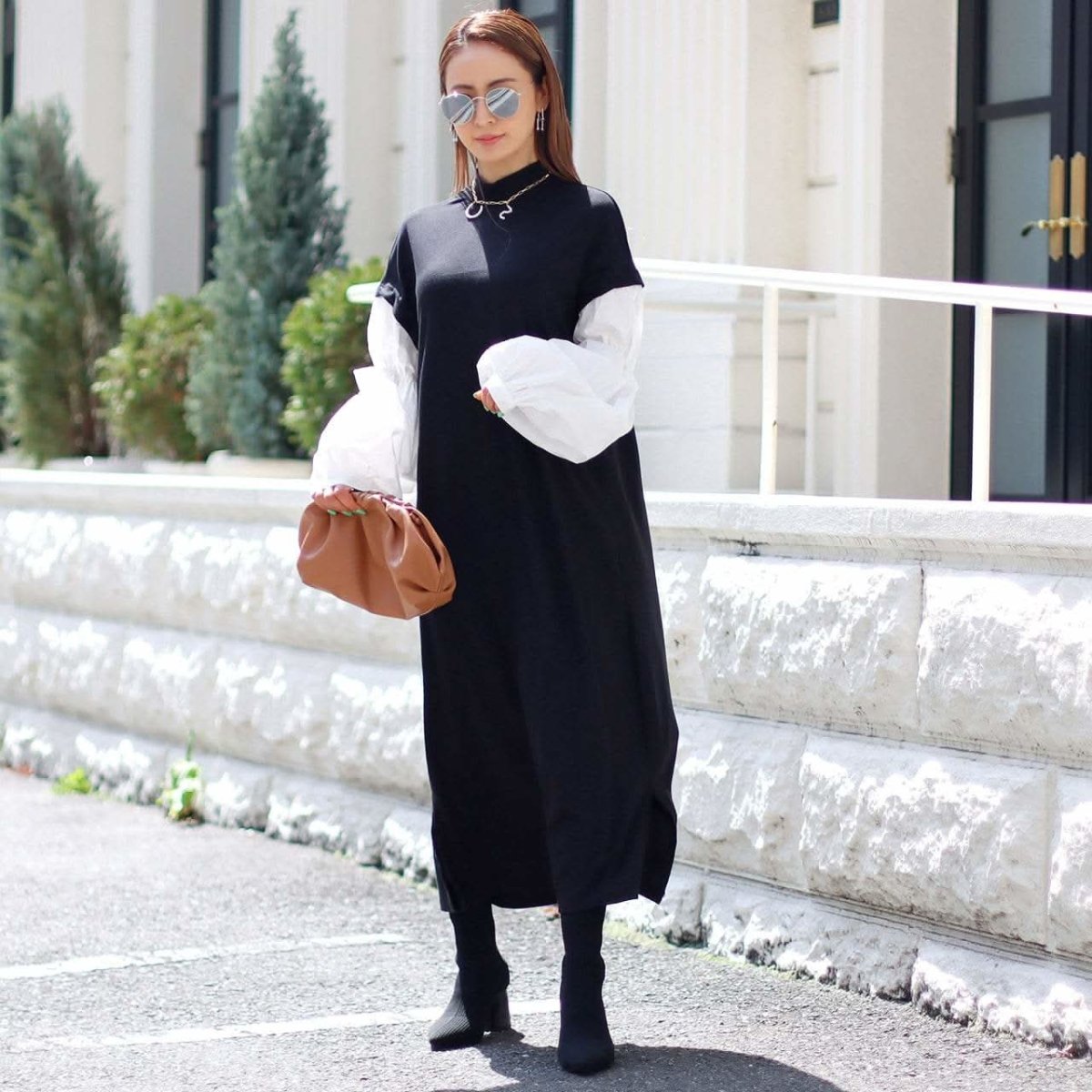 <ブラック1点即納>【動画あり】ニット切り替えランタンスリーブワンピース 2色展開 - select store mirror me<ブラック1点即納>【動画あり】ニット切り替えランタンスリーブワンピース 2色展開194489742mirror meselect store mirror me194489742オフホワイト