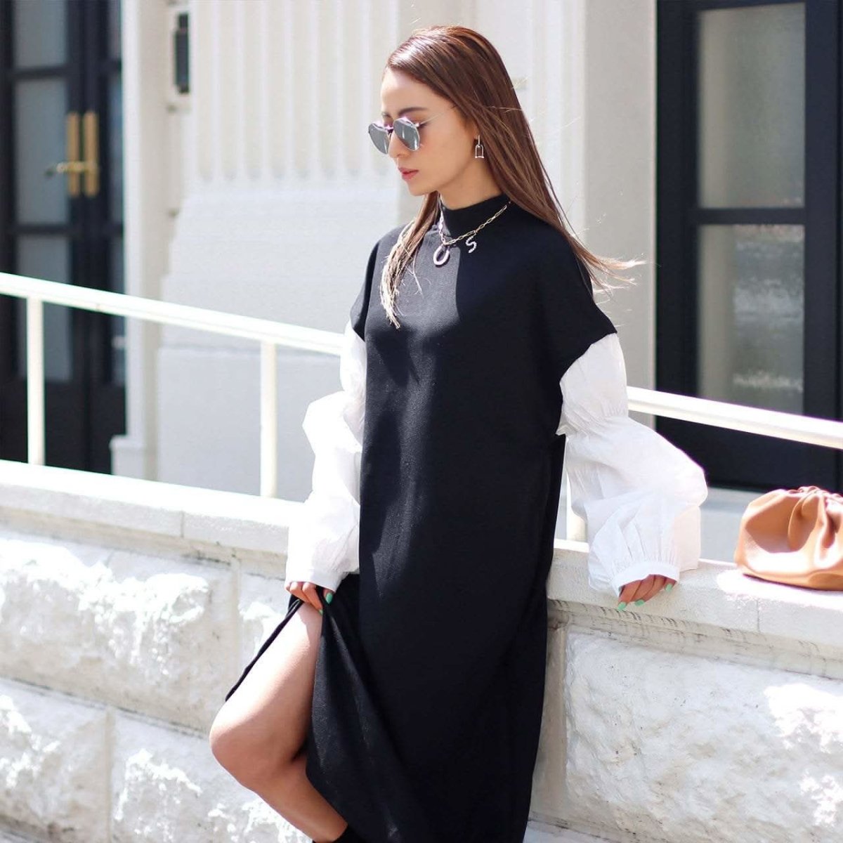 <ブラック1点即納>【動画あり】ニット切り替えランタンスリーブワンピース 2色展開 - select store mirror me<ブラック1点即納>【動画あり】ニット切り替えランタンスリーブワンピース 2色展開194489742mirror meselect store mirror me194489742オフホワイト