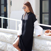 <ブラック1点即納>【動画あり】ニット切り替えランタンスリーブワンピース 2色展開 - select store mirror me<ブラック1点即納>【動画あり】ニット切り替えランタンスリーブワンピース 2色展開194489742mirror meselect store mirror me194489742オフホワイト