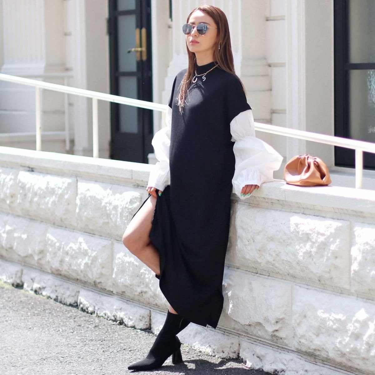 <ブラック1点即納>【動画あり】ニット切り替えランタンスリーブワンピース 2色展開 - select store mirror me<ブラック1点即納>【動画あり】ニット切り替えランタンスリーブワンピース 2色展開194489742mirror meselect store mirror me194489742オフホワイト