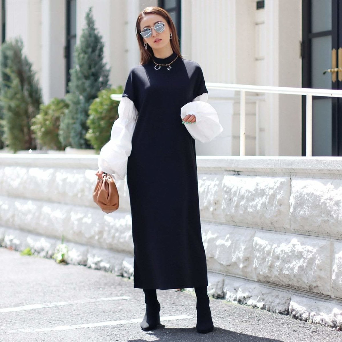 <ブラック1点即納>【動画あり】ニット切り替えランタンスリーブワンピース 2色展開 - select store mirror me<ブラック1点即納>【動画あり】ニット切り替えランタンスリーブワンピース 2色展開194489742mirror meselect store mirror me194489742オフホワイト