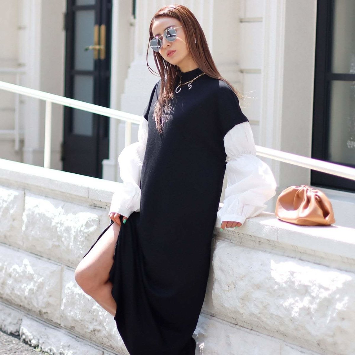 <ブラック1点即納>【動画あり】ニット切り替えランタンスリーブワンピース 2色展開 - select store mirror me<ブラック1点即納>【動画あり】ニット切り替えランタンスリーブワンピース 2色展開194489742mirror meselect store mirror me194489742オフホワイト