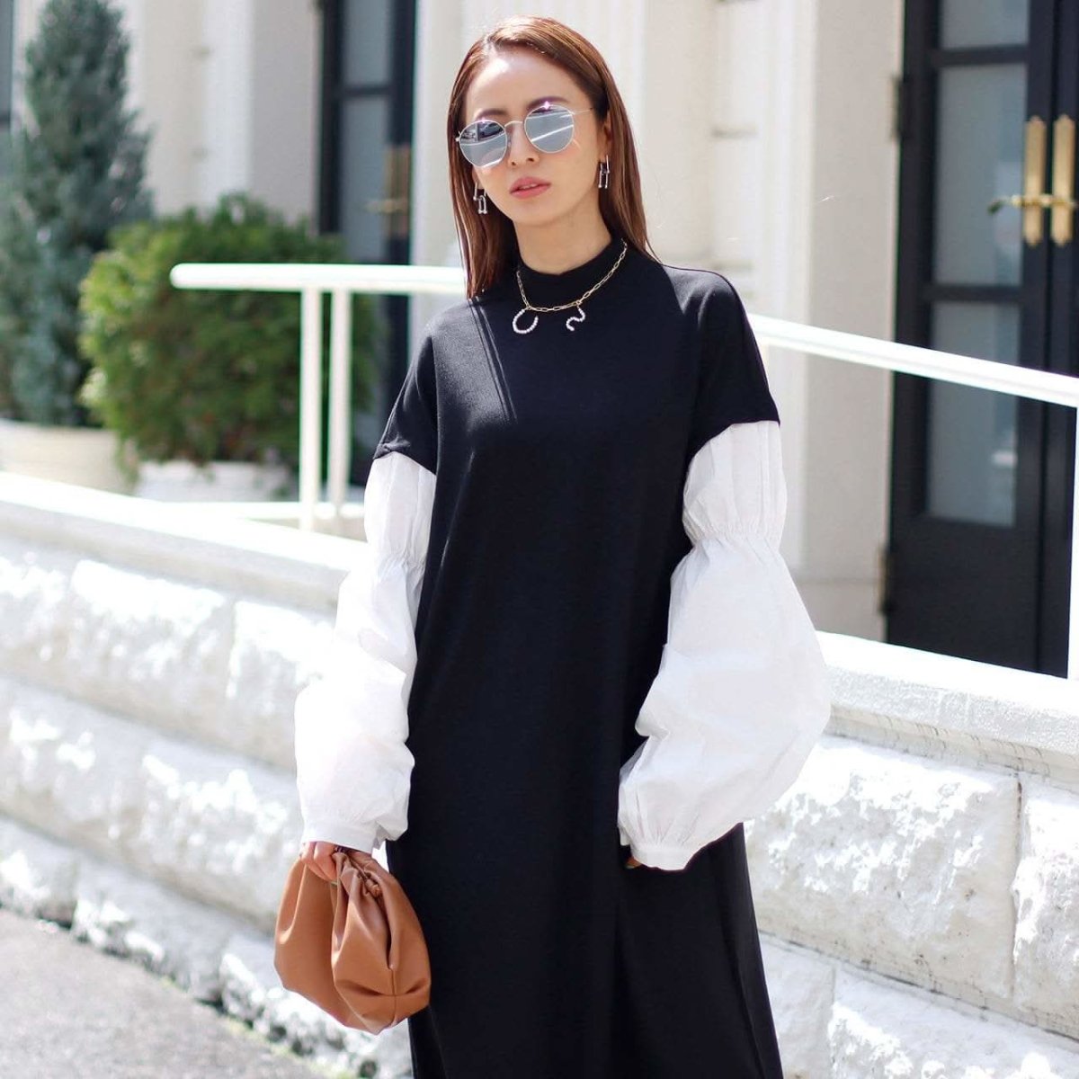 <ブラック1点即納>【動画あり】ニット切り替えランタンスリーブワンピース 2色展開 - select store mirror me<ブラック1点即納>【動画あり】ニット切り替えランタンスリーブワンピース 2色展開194489742mirror meselect store mirror me194489742オフホワイト