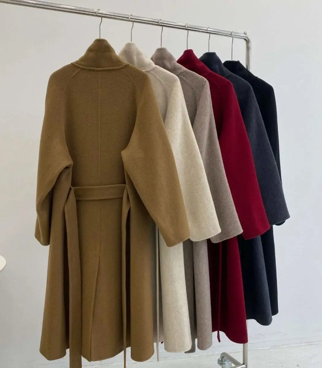 <インスタグラマー様ご愛用>【高品質ウール100%】【動画あり】ベーシックスタンドカラーウールコート 6色展開 mirror me