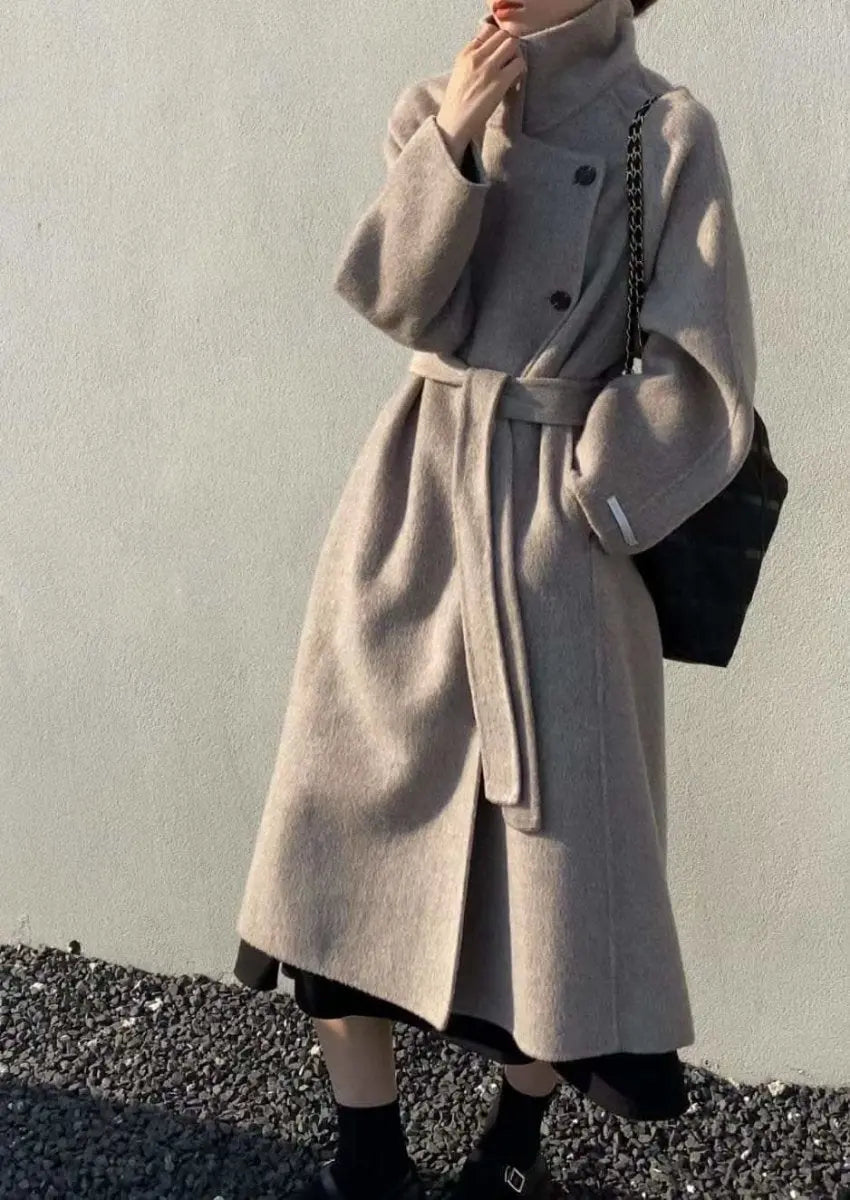 <インスタグラマー様ご愛用>【高品質ウール100%】【動画あり】ベーシックスタンドカラーウールコート 6色展開 mirror me