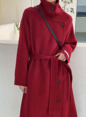 <インスタグラマー様ご愛用>【高品質ウール100%】【動画あり】ベーシックスタンドカラーウールコート 6色展開 mirror me