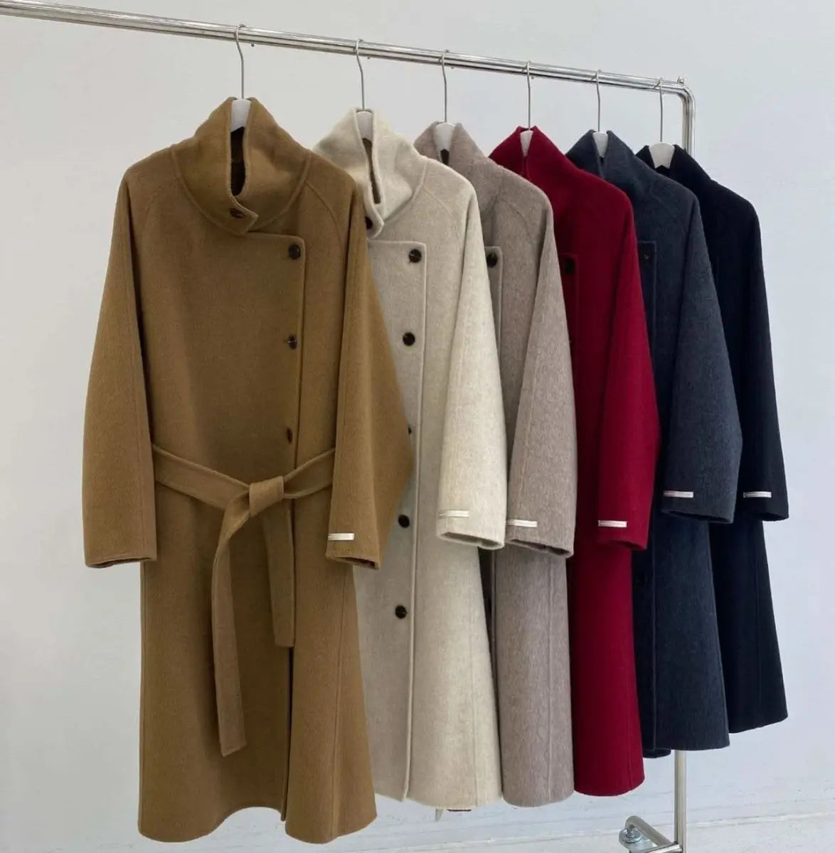 <インスタグラマー様ご愛用>【高品質ウール100%】【動画あり】ベーシックスタンドカラーウールコート 6色展開 mirror me