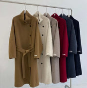 <インスタグラマー様ご愛用>【高品質ウール100%】【動画あり】ベーシックスタンドカラーウールコート 6色展開 mirror me