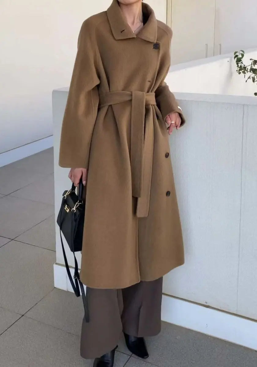 <インスタグラマー様ご愛用>【高品質ウール100%】【動画あり】ベーシックスタンドカラーウールコート 6色展開 mirror me