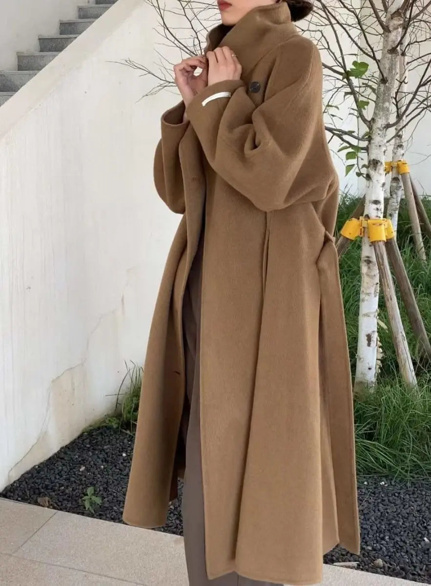 <インスタグラマー様ご愛用>【高品質ウール100%】【動画あり】ベーシックスタンドカラーウールコート 6色展開 mirror me