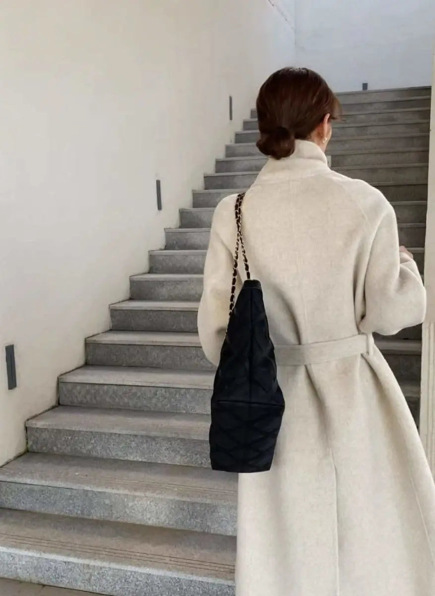 <インスタグラマー様ご愛用>【高品質ウール100%】【動画あり】ベーシックスタンドカラーウールコート 6色展開 mirror me