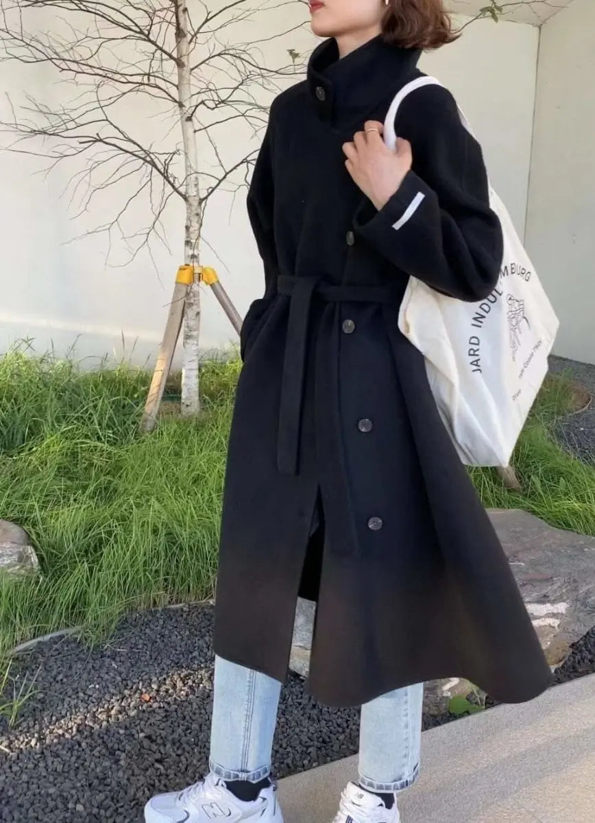 <インスタグラマー様ご愛用>【高品質ウール100%】【動画あり】ベーシックスタンドカラーウールコート 6色展開 mirror me