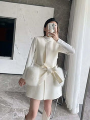 <インスタグラマー様ご愛用>【高品質ウール100%&フォックスファー】【動画あり】ボリュームファーポケットコート2点セット 2色展開 mirror me