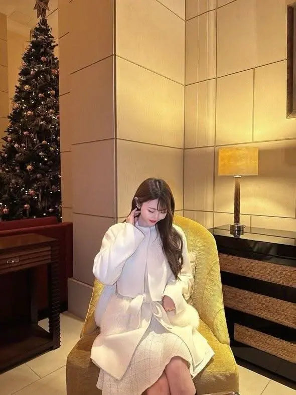 <インスタグラマー様ご愛用>【高品質ウール100%&フォックスファー】【動画あり】ボリュームファーポケットコート2点セット 2色展開 mirror me