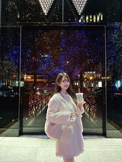 <インスタグラマー様ご愛用>【高品質ウール100%&フォックスファー】【動画あり】ボリュームファーポケットコート2点セット 2色展開 mirror me