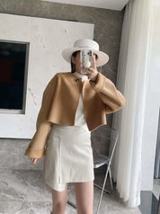 <インスタグラマー様ご愛用>【高品質ウール100%&フォックスファー】【動画あり】ボリュームファーポケットコート2点セット 2色展開 mirror me