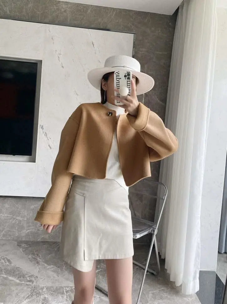 <インスタグラマー様ご愛用>【高品質ウール100%&フォックスファー】【動画あり】ボリュームファーポケットコート2点セット 2色展開 mirror me