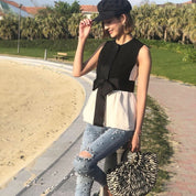 【殿堂入り】リボン付きコントラストノースリジャケット - select store mirror me【殿堂入り】リボン付きコントラストノースリジャケット101999623mirror meselect store mirror me101999623S