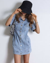 【動画あり】ハイウエスト美ライン半袖デニムワンピース - select store mirror me【動画あり】ハイウエスト美ライン半袖デニムワンピース122395094mirror meselect store mirror me122395094S