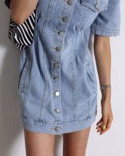 【動画あり】ハイウエスト美ライン半袖デニムワンピース - select store mirror me【動画あり】ハイウエスト美ライン半袖デニムワンピース122395094mirror meselect store mirror me122395094S