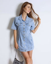 【動画あり】ハイウエスト美ライン半袖デニムワンピース - select store mirror me【動画あり】ハイウエスト美ライン半袖デニムワンピース122395094mirror meselect store mirror me122395094S