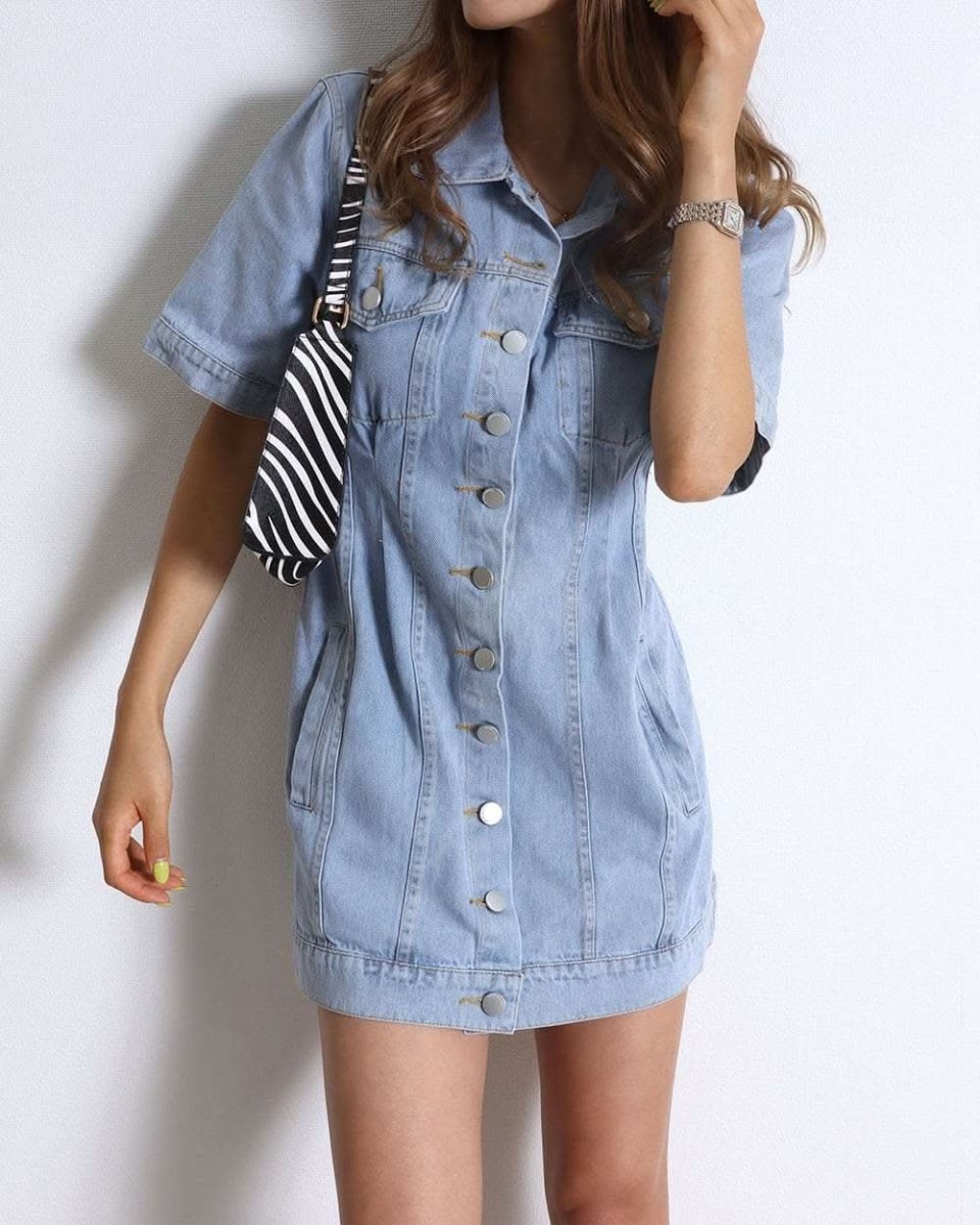 【動画あり】ハイウエスト美ライン半袖デニムワンピース - select store mirror me【動画あり】ハイウエスト美ライン半袖デニムワンピース122395094mirror meselect store mirror me122395094S