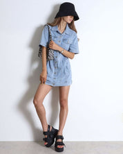 【動画あり】ハイウエスト美ライン半袖デニムワンピース - select store mirror me【動画あり】ハイウエスト美ライン半袖デニムワンピース122395094mirror meselect store mirror me122395094S