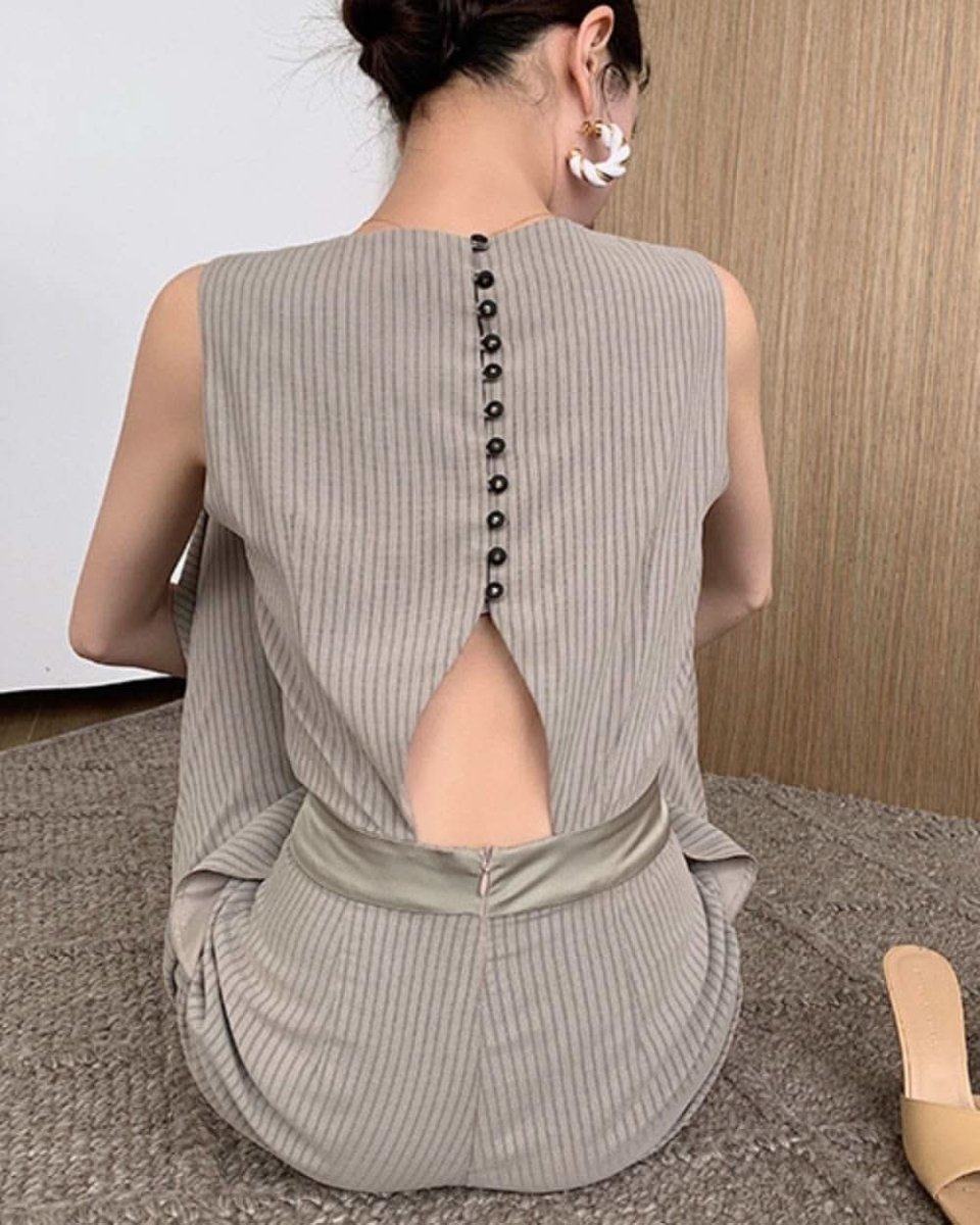 【上質】【動画あり】ナチュラルストライプバックデザインカットロンパース - select store mirror me【上質】【動画あり】ナチュラルストライプバックデザインカットロンパース143305641mirror meselect store mirror me143305641S