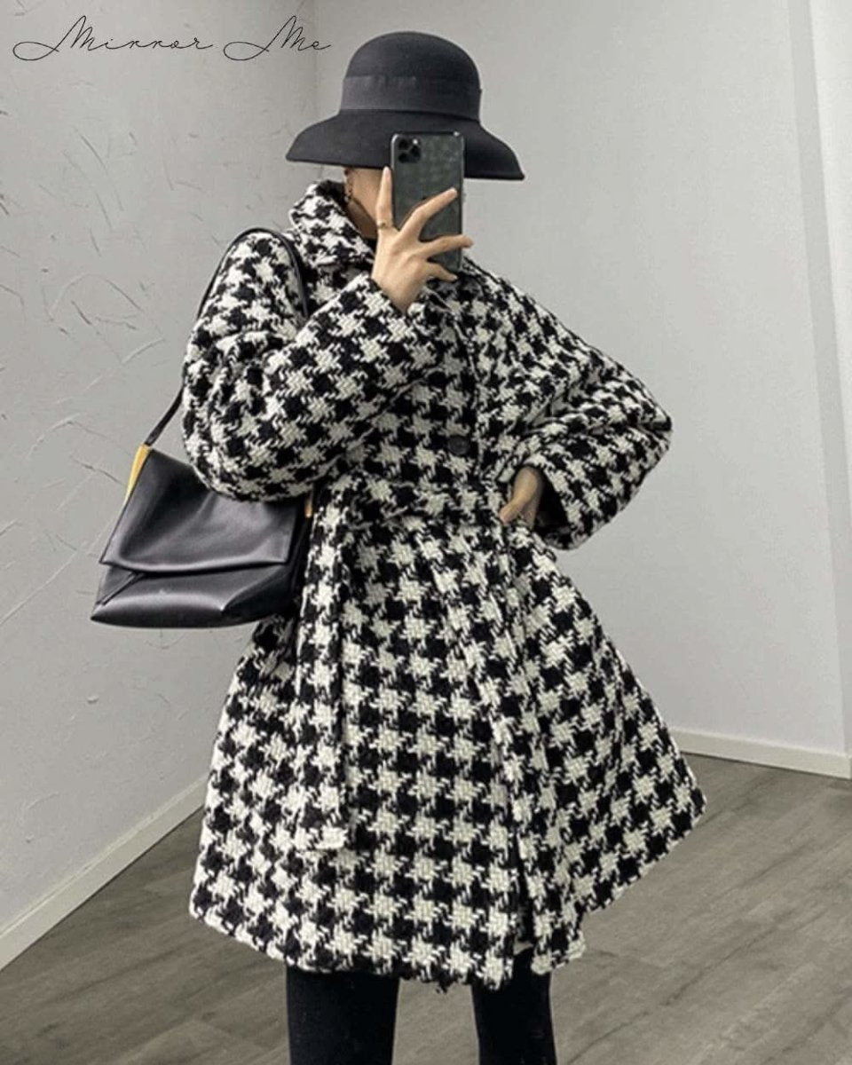 新品　Chez VIDALENC  千鳥格子　ウールコート 選べるデザイン】ウールコート レディース 千鳥柄 ゆるコート