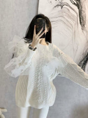 【上質】オーガンジービジューホワイトニット - select store mirror me【上質】オーガンジービジューホワイトニット152427296mirror meselect store mirror me152427296S