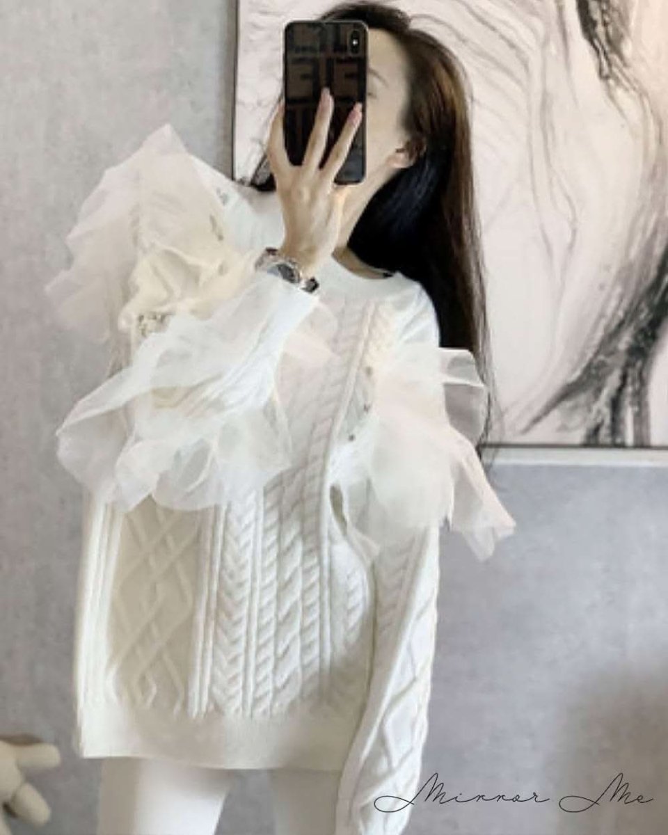 【上質】オーガンジービジューホワイトニット - select store mirror me【上質】オーガンジービジューホワイトニット152427296mirror meselect store mirror me152427296S