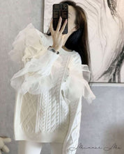 【上質】オーガンジービジューホワイトニット - select store mirror me【上質】オーガンジービジューホワイトニット152427296mirror meselect store mirror me152427296S