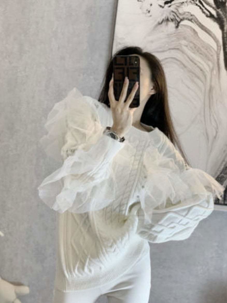 【上質】オーガンジービジューホワイトニット - select store mirror me【上質】オーガンジービジューホワイトニット152427296mirror meselect store mirror me152427296S