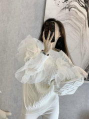 【上質】オーガンジービジューホワイトニット - select store mirror me【上質】オーガンジービジューホワイトニット152427296mirror meselect store mirror me152427296S