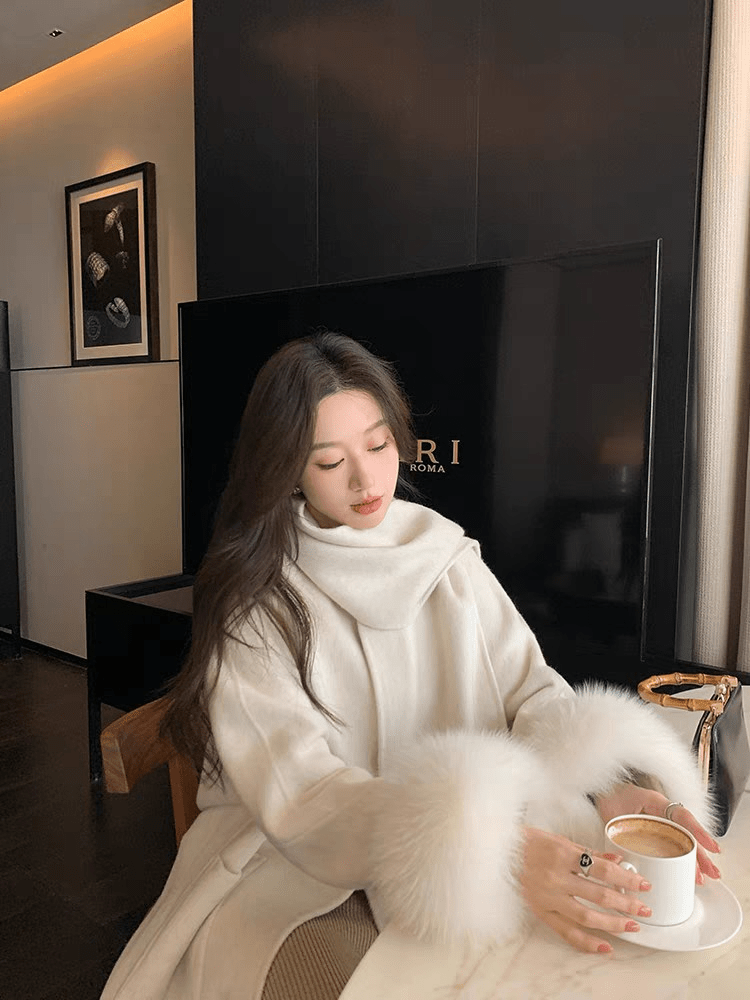 マフラーデザインファーカフコート - select store mirror meマフラーデザインファーカフコート1533719035mirror meselect store mirror me153371904ホワイト S