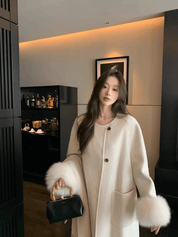 マフラーデザインファーカフコート - select store mirror meマフラーデザインファーカフコート1533719035mirror meselect store mirror me153371904ホワイト S