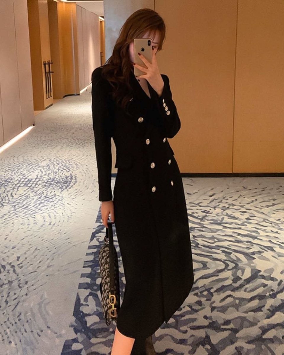 ダブルブレストブラックチェスターコート - select store mirror meダブルブレストブラックチェスターコート154275855mirror meselect store mirror me154275855S