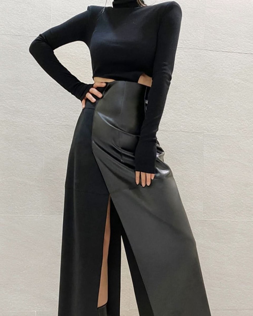 <サイズ展開豊富!>異素材切り替えレザーハイウエストスリットスカート - select store mirror me<サイズ展開豊富!>異素材切り替えレザーハイウエストスリットスカート154277839mirror meselect store mirror me154277839XS