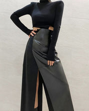 <サイズ展開豊富!>異素材切り替えレザーハイウエストスリットスカート - select store mirror me<サイズ展開豊富!>異素材切り替えレザーハイウエストスリットスカート154277839mirror meselect store mirror me154277839XS