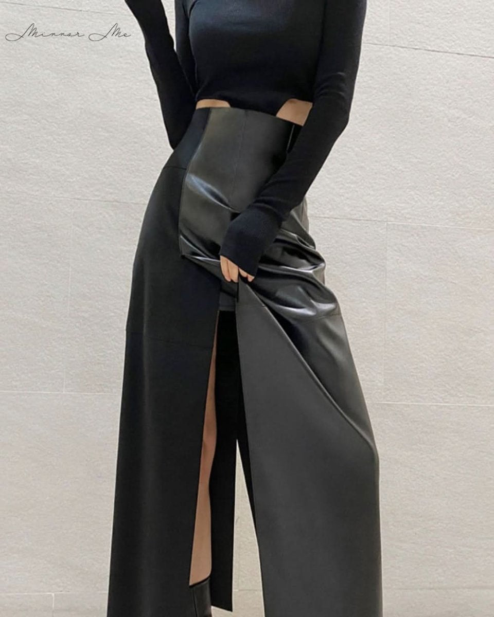 <サイズ展開豊富!>異素材切り替えレザーハイウエストスリットスカート - select store mirror me<サイズ展開豊富!>異素材切り替えレザーハイウエストスリットスカート154277839mirror meselect store mirror me154277839XS