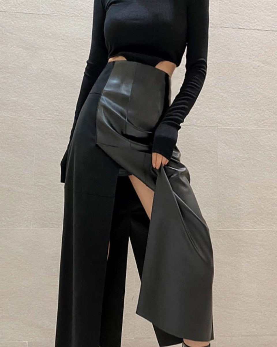 <サイズ展開豊富!>異素材切り替えレザーハイウエストスリットスカート - select store mirror me<サイズ展開豊富!>異素材切り替えレザーハイウエストスリットスカート154277839mirror meselect store mirror me154277839XS