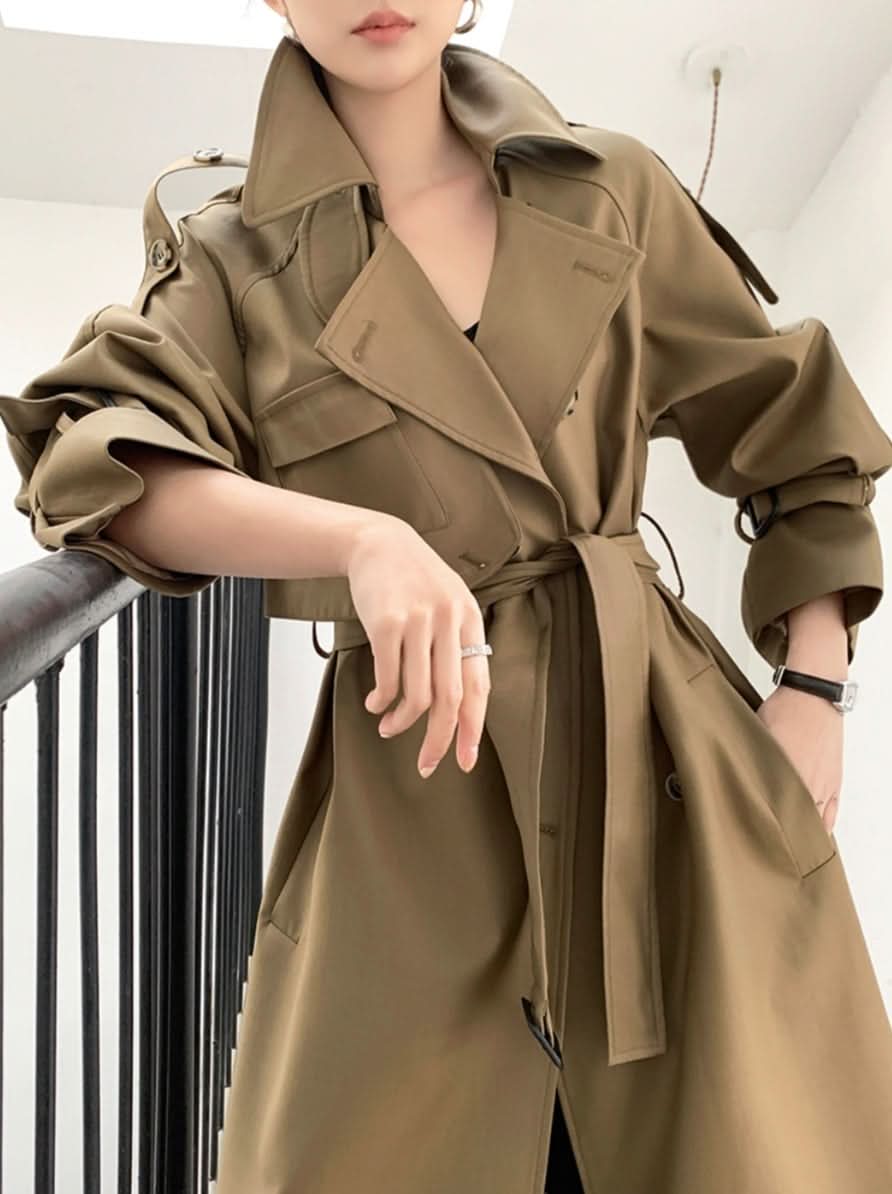 フロントポケットデザイントレンチコート - select store mirror me